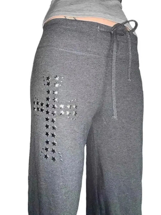 Chic Dollette – Pantalon de jogging ample femme gris uni à taille élastique, coupe coréenne, pantalon de sport doux et chic pour femme