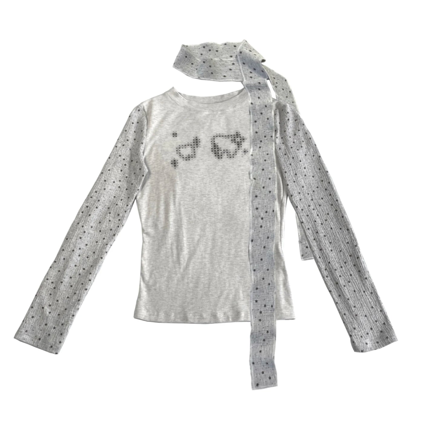 Schickes Dollette Sommer Damen-Top Originaldesign Tupfen-Druck Spleißen Innen Langarm-T-Shirts Süßer Spitzenrock Anzug Mädchen