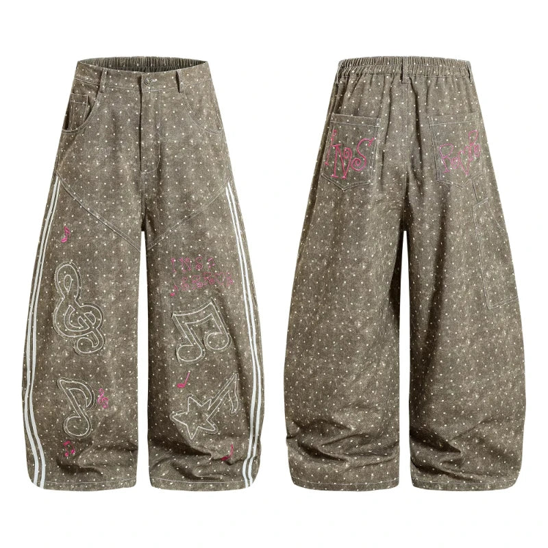 Chic Dollette Bestickte Polka Dot Damen Wide-Leg Hose 2026 Frühling Sommer Neue Mode Süß Cool Lässige Vielseitige Hosen Damen