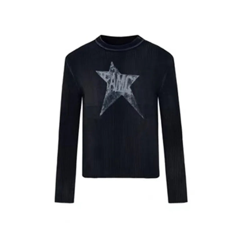Chic Dollette Retro T-Shirt-Druck Sterne Crop Top Streetwear Vintage Top 2000er Jahre Japanische E-Girls Herbst Winter T-Shirts