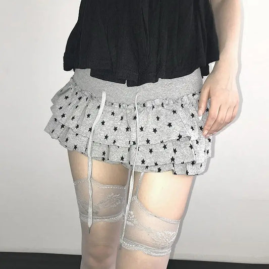 Jupe courte Chic Dollette Jupe japonaise à pois mini trapèze plissée Streetwear Style coréen Jupes irrégulières E-girls