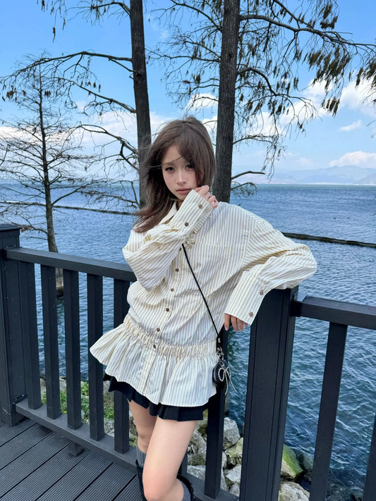 Ensemble deux pièces style coréen chic Dollette chemise à carreaux et jupe trapèze ensemble deux pièces japonais Fairycore pour femmes costumes E-girls