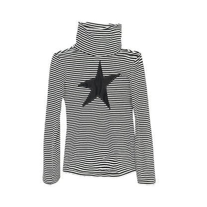 Chic Dollette Vintage Gestreifte Grafik T-Shirts Langarm Herbst Top Koreanische Mode T-Shirts Damen Kleidung 2000er Jahre Kleidung T-Shirt