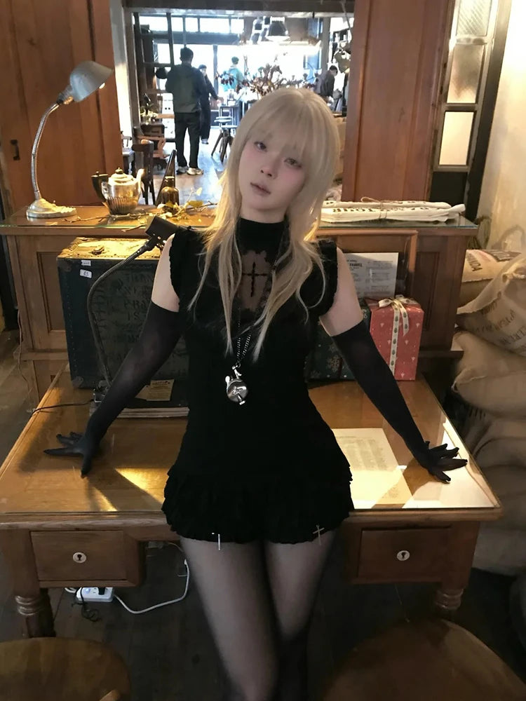 Chic Dollette Japanisches Tank Top Patchwork Print Grafik Top Streetwear 2000er Weste Grunge Top E-Girls Tanks