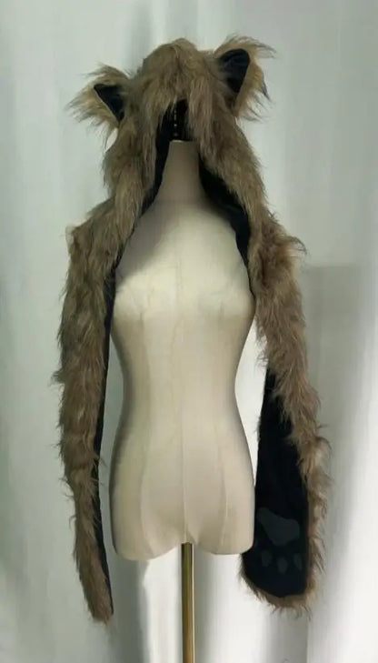 Chic Dollette Fur Bear Ears Scarf Hat