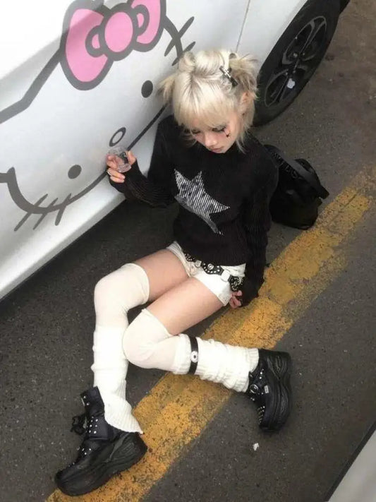 Haut court imprimé étoiles rétro Chic Dollette Streetwear Vintage années 2000 E-girls japonaises T-shirts automne hiver
