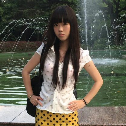 Chic Dollette Polka Dots V-neck Blouses