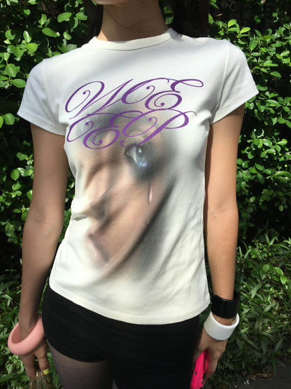 Chic Dollette Short Sleeve Slim Tee Tops Streetwear American Retro Vintage Graphic Tops Tee 2000s