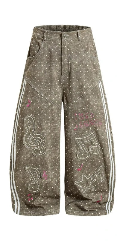 Pantalon large femme Chic Dollette brodé à pois, nouvelle mode printemps-été 2026, doux, cool, ample et polyvalent