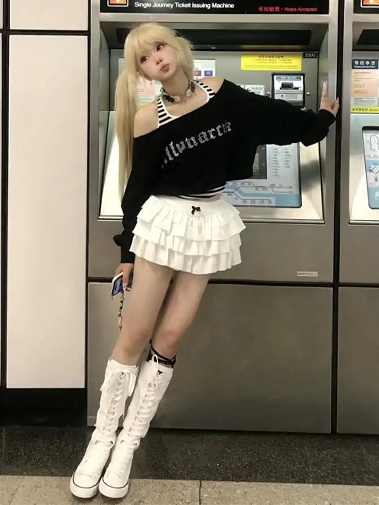 Chic Dollette Hotsweet Zweiteilige T-Shirt Kleidung Langarm Grafik-T-Shirt Damen Kleidung 2000er Kleidung Herbst Top Chic