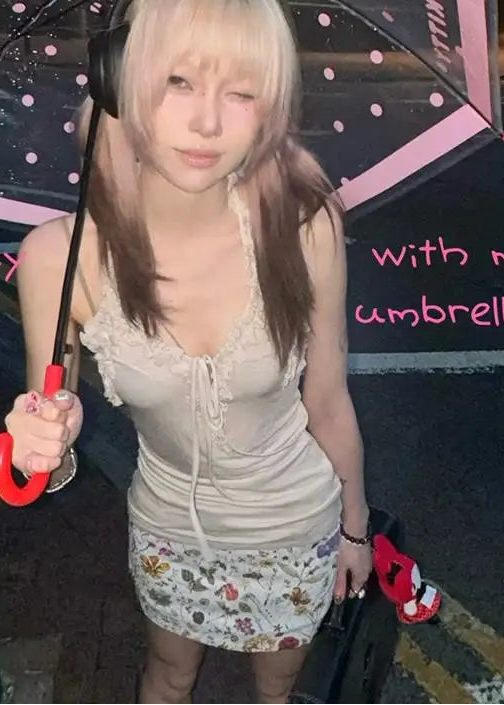 Chic Dollette Débardeur Japonais Sans Manches Col en V Crop Top Streetwear Rétro Américain Années 90 Camisole Dos Nu Été