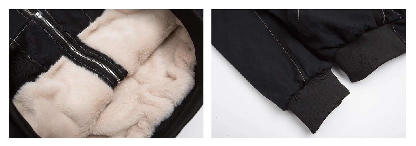 Chic Dollette Winterjacken Pelzkragen Parkas Vintage Thicken Fleece Warme Jacken Streetwear Harajuku Hip Hop Gepolsterte Chic Oberbekleidung