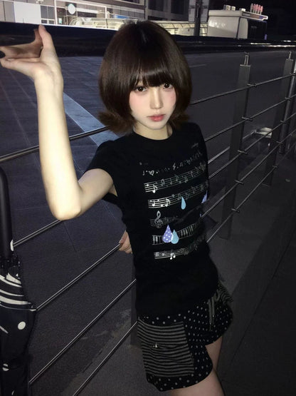 Chic Dollette Black Musical Orchestra T-Vintage Grunge Tshirts