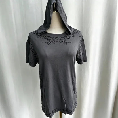 Chic Dollette T Shirts Women Hooded Printing Punk Style Short Sleeve Spring Summer Grunge Gothic Tops Ladies Y2k Aesthetic Harajuku