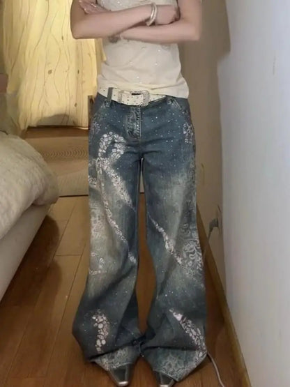 Chic Dollette Streetwear Jeans lockere Damen-Denimhosen Baggy Pant Koreanische Mode Chic Damenbekleidung Ganzjährig Amerikanischer Stil