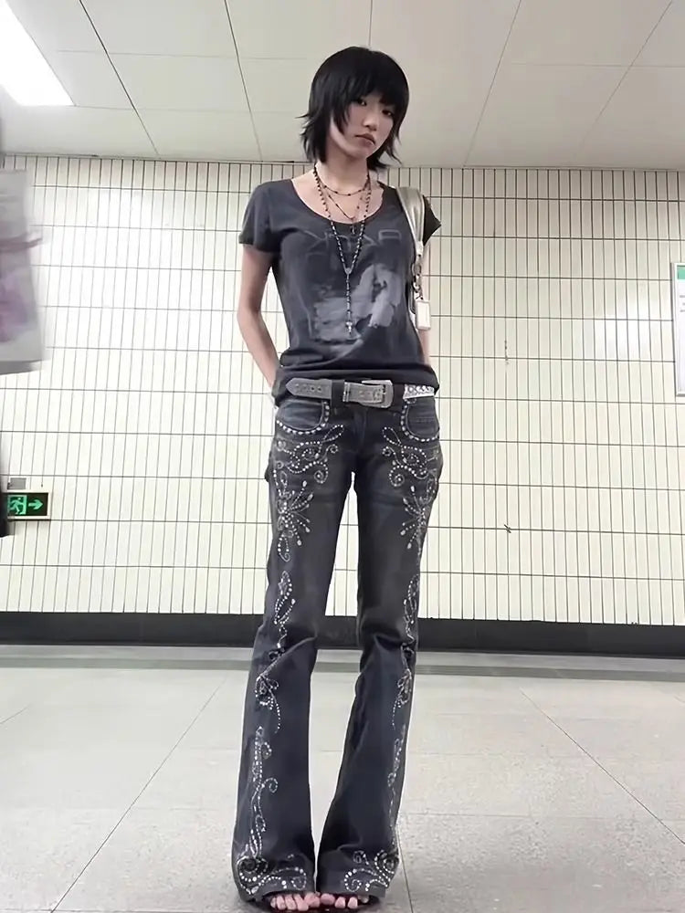 Chic Dollette Hotsweet Damen T-Shirt Grafik-T-Shirt Lässiges Top 2000er Kleidung Koreanische Mode Kurzarm Sommer Damenbekleidung