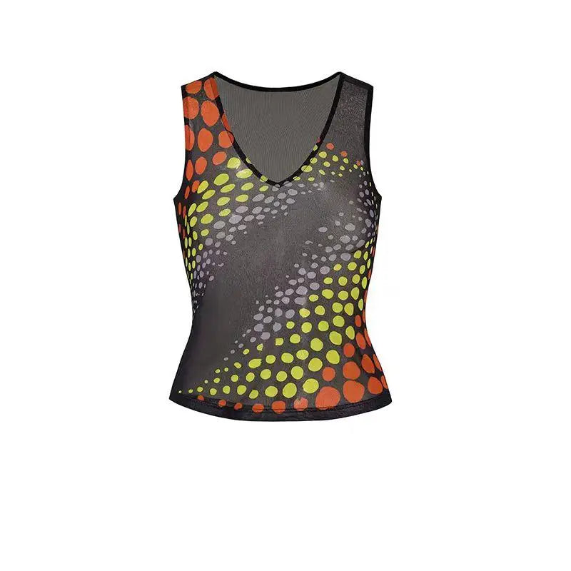 Haut à bretelles transparent chic style Dollette Streetwear, sans manches, sexy, pour l'été, mode des années 2000, pour les soirées chics.