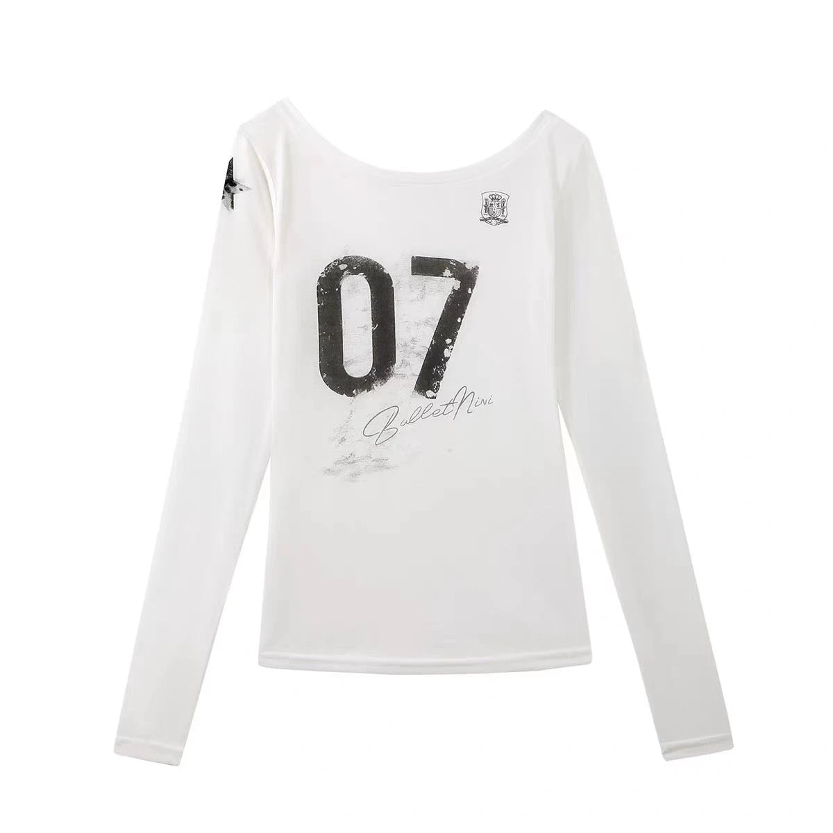 Chic Dollette Streetwear Print-Buchstaben-Grafik-T-Shirt Damenbekleidung Langarm Damen T-Shirt Koreanische Mode Herbst Top Chic Goth