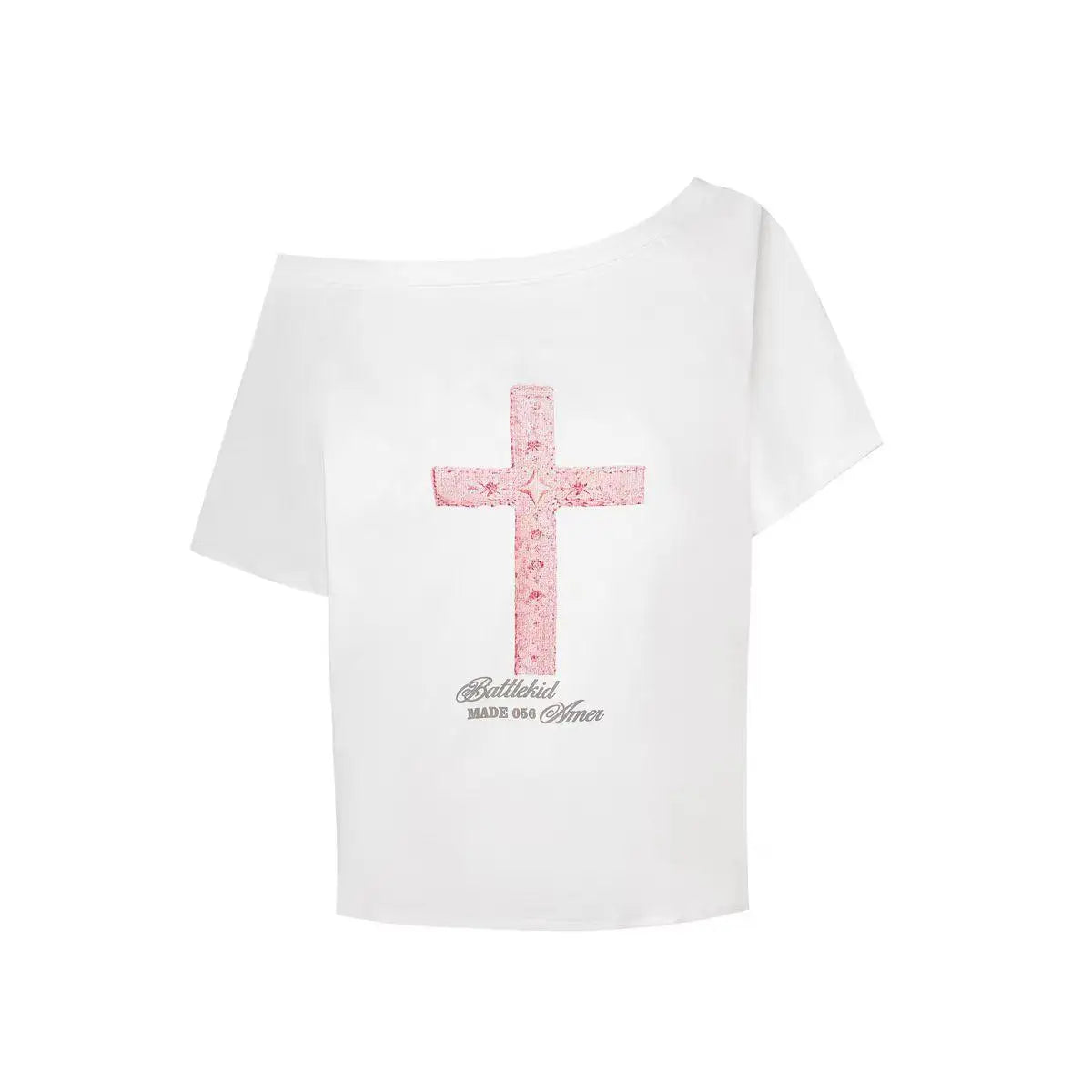 Schicke Dollette Gothic Schräger Kragen Grafik-T-Shirts Kurzarm Koreanische Mode Sommer Oberteile Damenbekleidung 2000er Kleidung