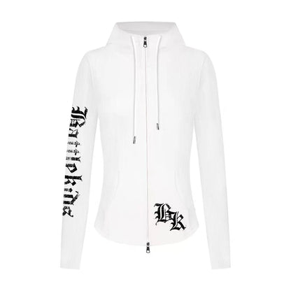 Chic Dollette Reißverschluss-Kapuzenpullover Langarm Streetwear Koreanische Modebedruckte Damen-Sweatshirts 2000er Kleidung Herbst Oberteil Chic