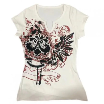 Chic Dollette Hotsweet Grafik T-Shirts Kurzarm Japanischer Stil 2000er Kleidung Sommer Top Goth T-Shirts Damenbekleidung Chic