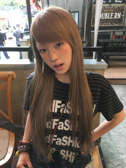 Chic Dollette Aesthetic 2000s Striped T Shirt Women Short Sleeve Letter Print Tee Tops Y2k Vingtage Tops American Retro 90s Tshirts
