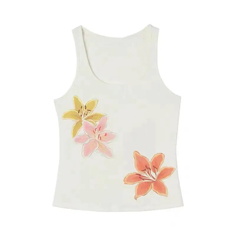 Schickes Dollette Japanisches Tanktop Ärmelloses Print Graphic Top Streetwear Skinny American Retro 90er Sommer Crop Top