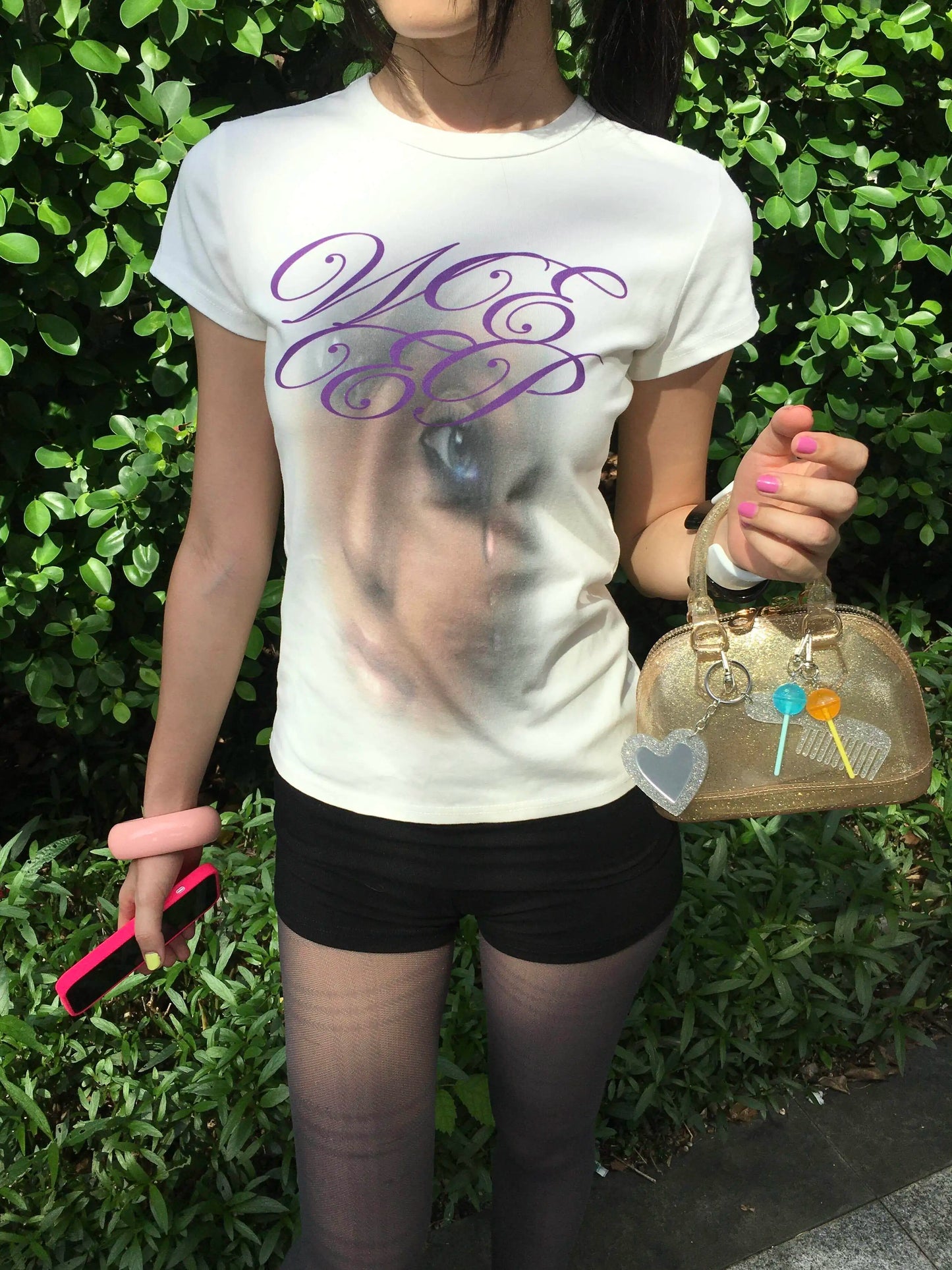 Chic Dollette Short Sleeve Slim Tee Tops Streetwear American Retro Vintage Graphic Tops Tee 2000s