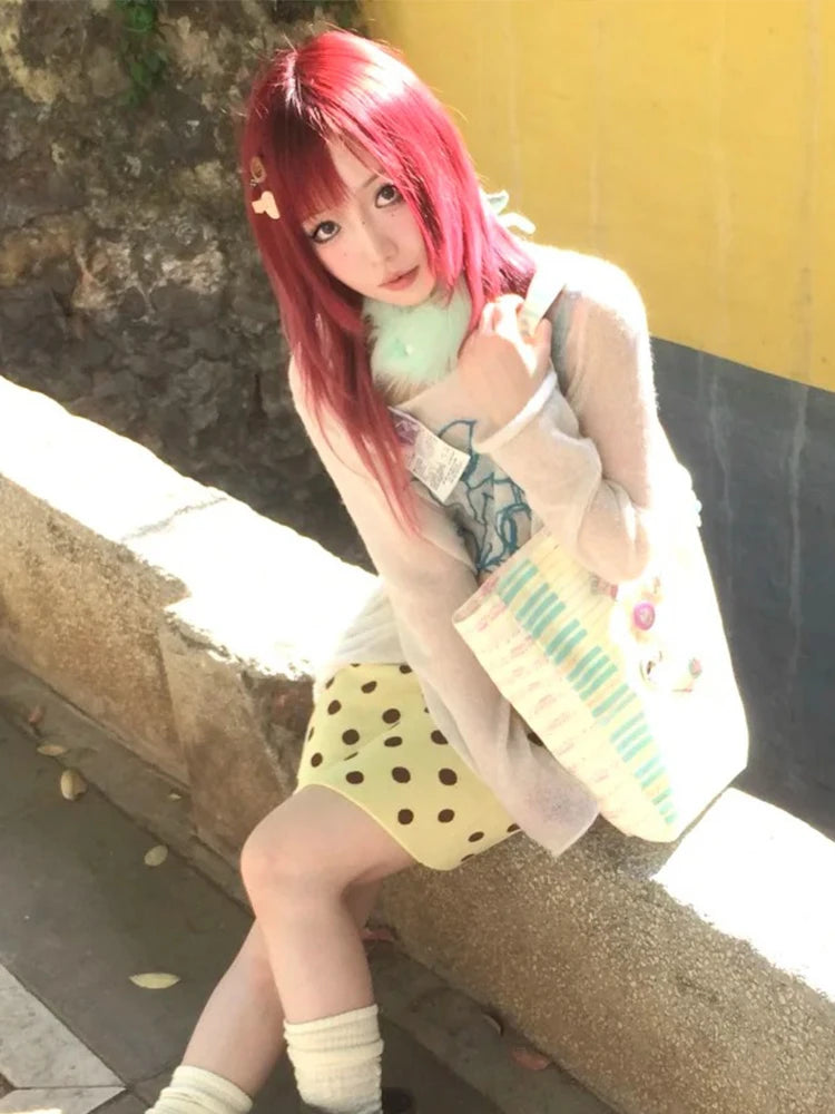 Chic Dollette Harajuku Print Graphic Tops See Through Y2k Aesthetic T-shirt Women Japanese 2000s Fairycore Tee Top Korean Style Tops