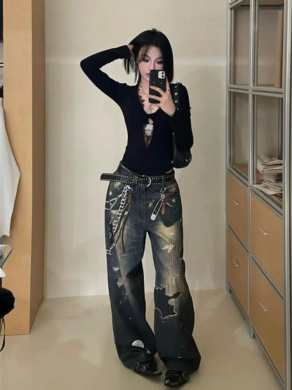Schicker Dollette Gothic schwarzer hohler Body Strampler Jumpsuit Fashion einfarbige Spitze Langarm sexy Etui Skinny T-Shirt