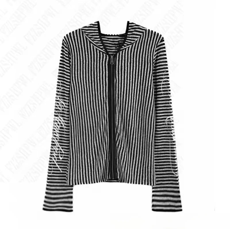 Chic Dollette Harajuku Hip Hop Zip-Up Hoodie Grunge Goth Einzigartiger Reißverschluss Hoodie Sweatshirt Punk High Street Fashion EMO Kleidung Chic