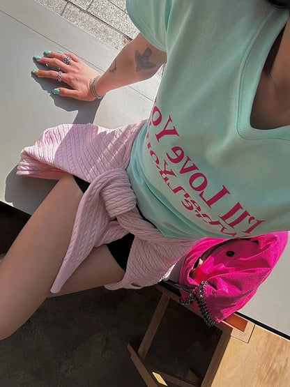 Chic Dollette American Retro Print Letter T-shirt Women Slim Short Sleeve Crop Tops Y2k Japanses Vintage Tops Streetwear Tshirts
