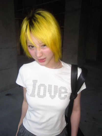 Chic Dollette 2000s Womens Slim Short Sleeve Tee Y2k Japanese Vintage Tops Streetwear American Retro Tshirts