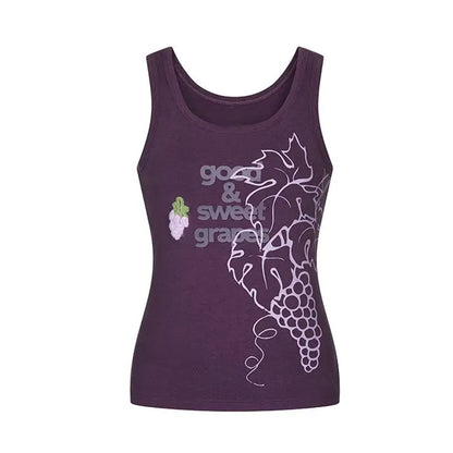 Chic Dollette Vintage Tanktop Print-Buchstaben Grafik-Top Streetwear 2000er Lila Weste Top Japanische Grunge Tanks