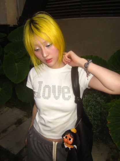Chic Dollette 2000s Womens Slim Short Sleeve Tee Y2k Japanese Vintage Tops Streetwear American Retro Tshirts