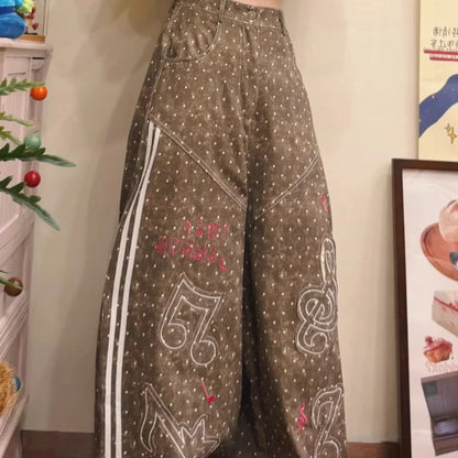 Pantalon large femme Chic Dollette brodé à pois, nouvelle mode printemps-été 2026, doux, cool, ample et polyvalent
