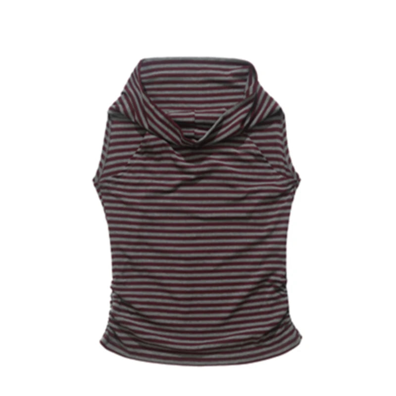 Chic Dollette Débardeur vintage gothique rayé sans manches Col bénitier Camisole Style japonais années 2000 Grunge Top E-girls