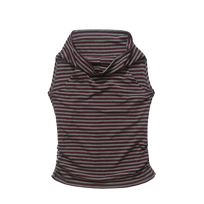 Chic Dollette Débardeur vintage gothique rayé sans manches Col bénitier Camisole Style japonais années 2000 Grunge Top E-girls