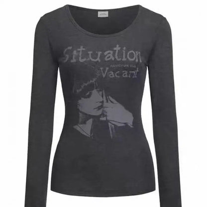 Schicke Dollette Streetwear Grafik T-Shirts Damen Kleidung Langarm Koreanische Mode 2000er Kleidung T-Shirts Weibliche Kleidung Herbst Oberteil