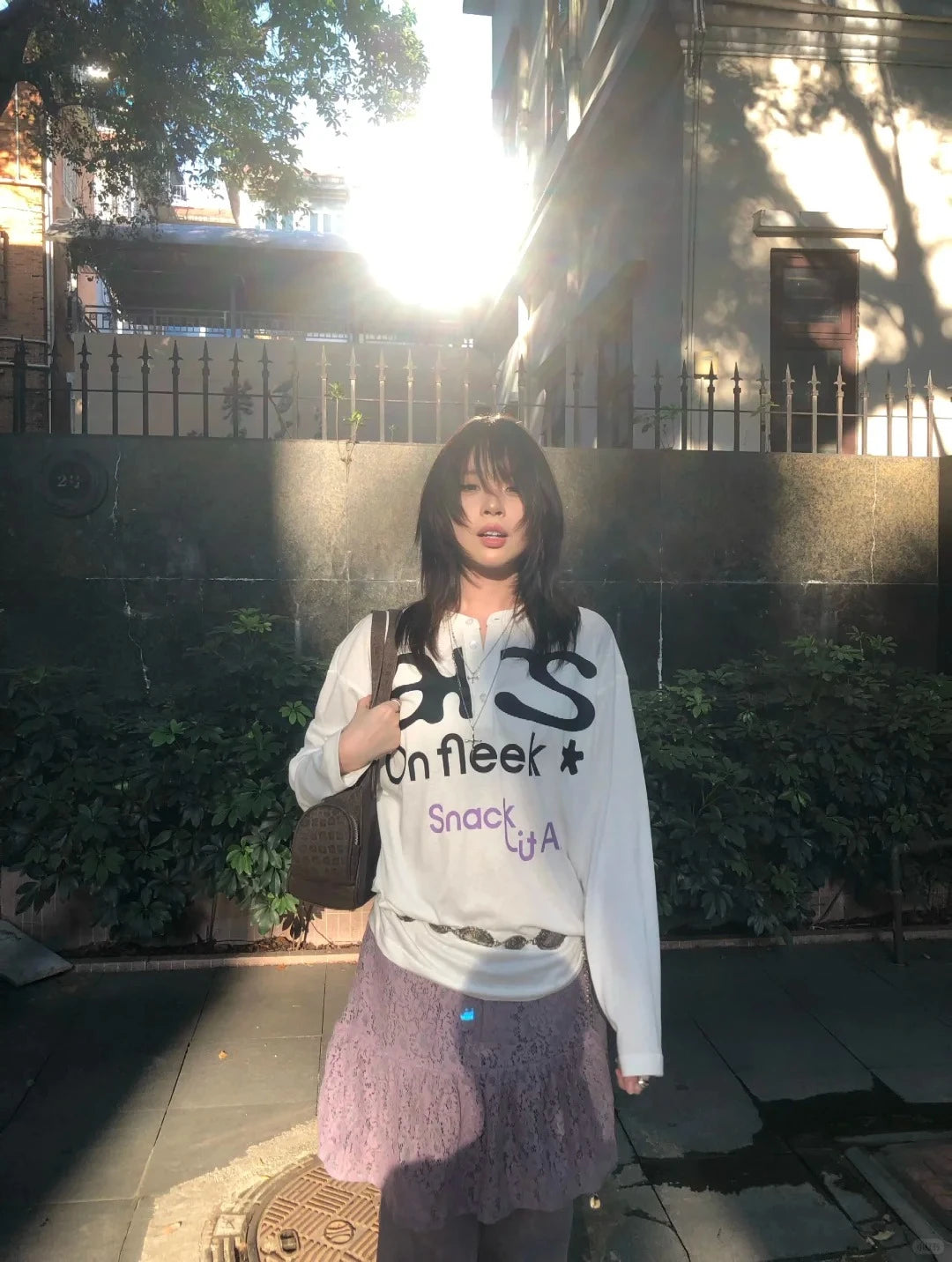 Schickes Dollette Harajuku Print T-Shirt Langarm Lässiges Oberteil Vintage Grunge Top Japanische 2000er Streetwear T-Shirts