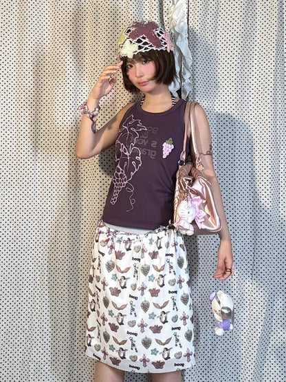 Chic Dollette Vintage Tanktop Print-Buchstaben Grafik-Top Streetwear 2000er Lila Weste Top Japanische Grunge Tanks