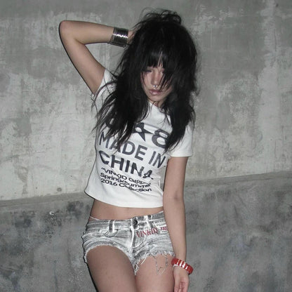 Chic Dollette Emo Short Sleeve Crop Top