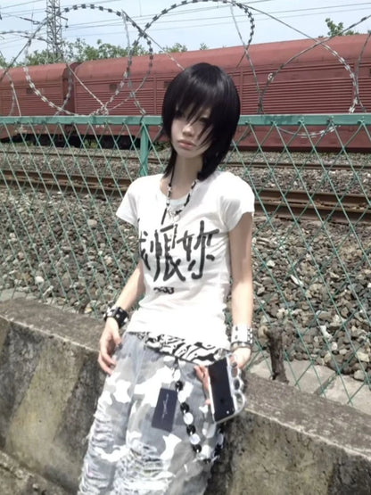 Chic Dollette 2026 Summer Streetwear Punk Casual Tees Women Streetwear Grunge Bodycon Tshirts