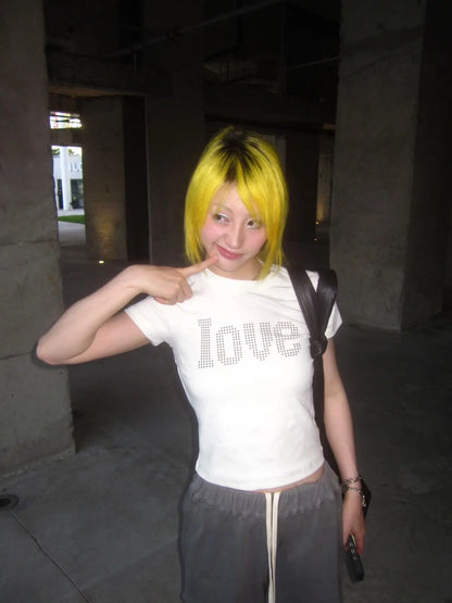 Chic Dollette 2000s Womens Slim Short Sleeve Tee Y2k Japanese Vintage Tops Streetwear American Retro Tshirts