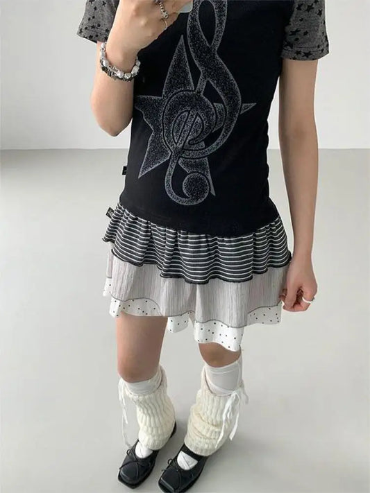 Mini-jupe Lolita chic style Dollette à pois, style japonais, robe de bal, été 2025, jupes Kawaii pour vêtements gothiques patchwork