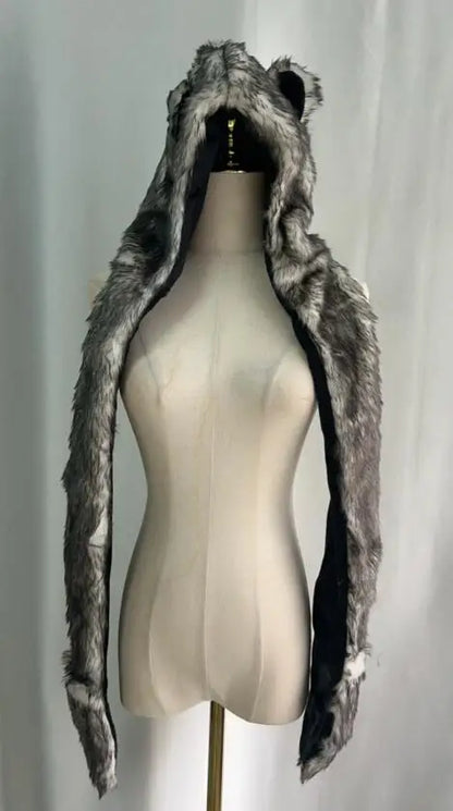 Chic Dollette Fur Bear Ears Scarf Hat