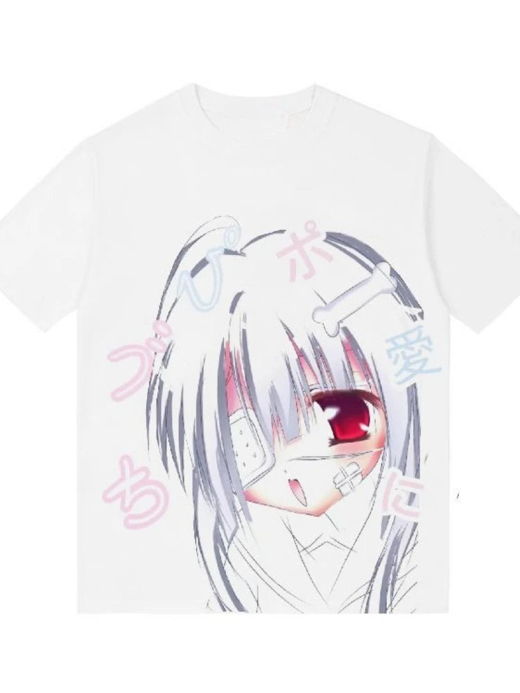 Chic Dollette White Casual T-shirt 2026 Summer Y2k Aesthetic Women Tshirts Harajuku Kawaii Cute Grunge Loose Tops