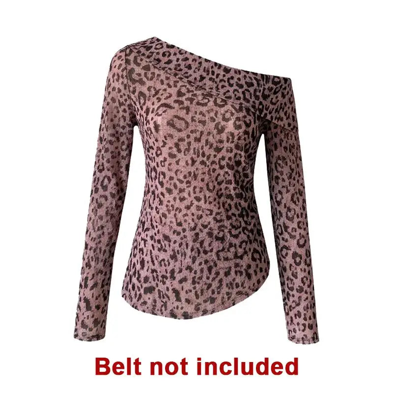 Chic Dollette Japanisches T-Shirt Off Shoulder Leopard Print Grafik-Top 2000er Grunge Top Amerikanische Retro T-Shirts