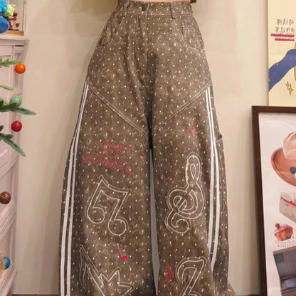 Pantalon large femme Chic Dollette brodé à pois, nouvelle mode printemps-été 2026, doux, cool, ample et polyvalent