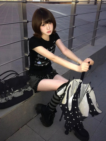 Chic Dollette Black Musical Orchestra T-Vintage Grunge Tshirts